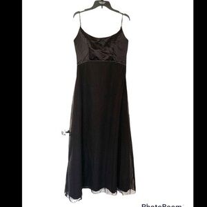 Eden Bridals Prom Party Maxi Dress Gown Chiffon Satin Black Beaded Embellished